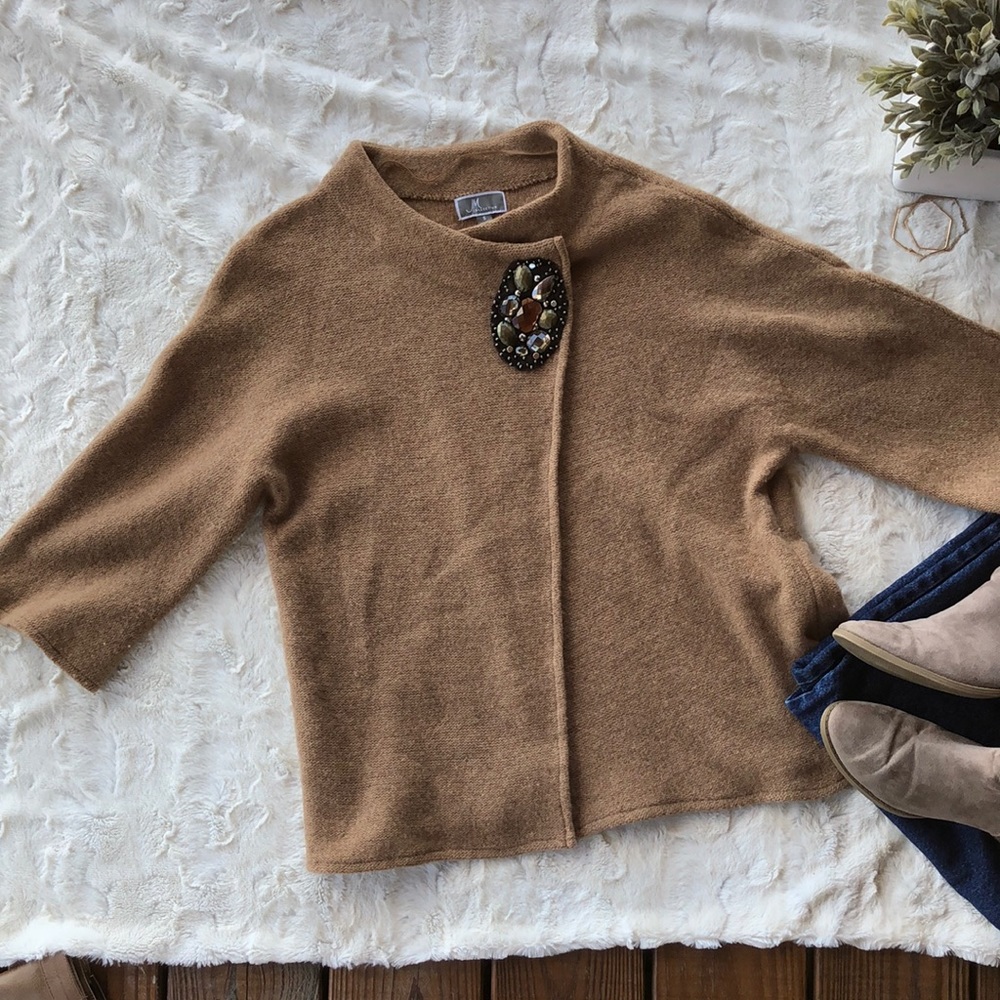 JM Collection Blingy Wool Wrap Sweater- Small